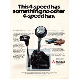 1979 Mitsubishi 4 Speed Transmission Dodge Colt Plymouth Champ Vintage Print Ad